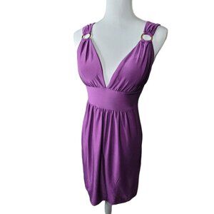 Alyn‎ Paige Purple Strap Dress Gold Ring Womens Size M Shiny Soft Lightweight